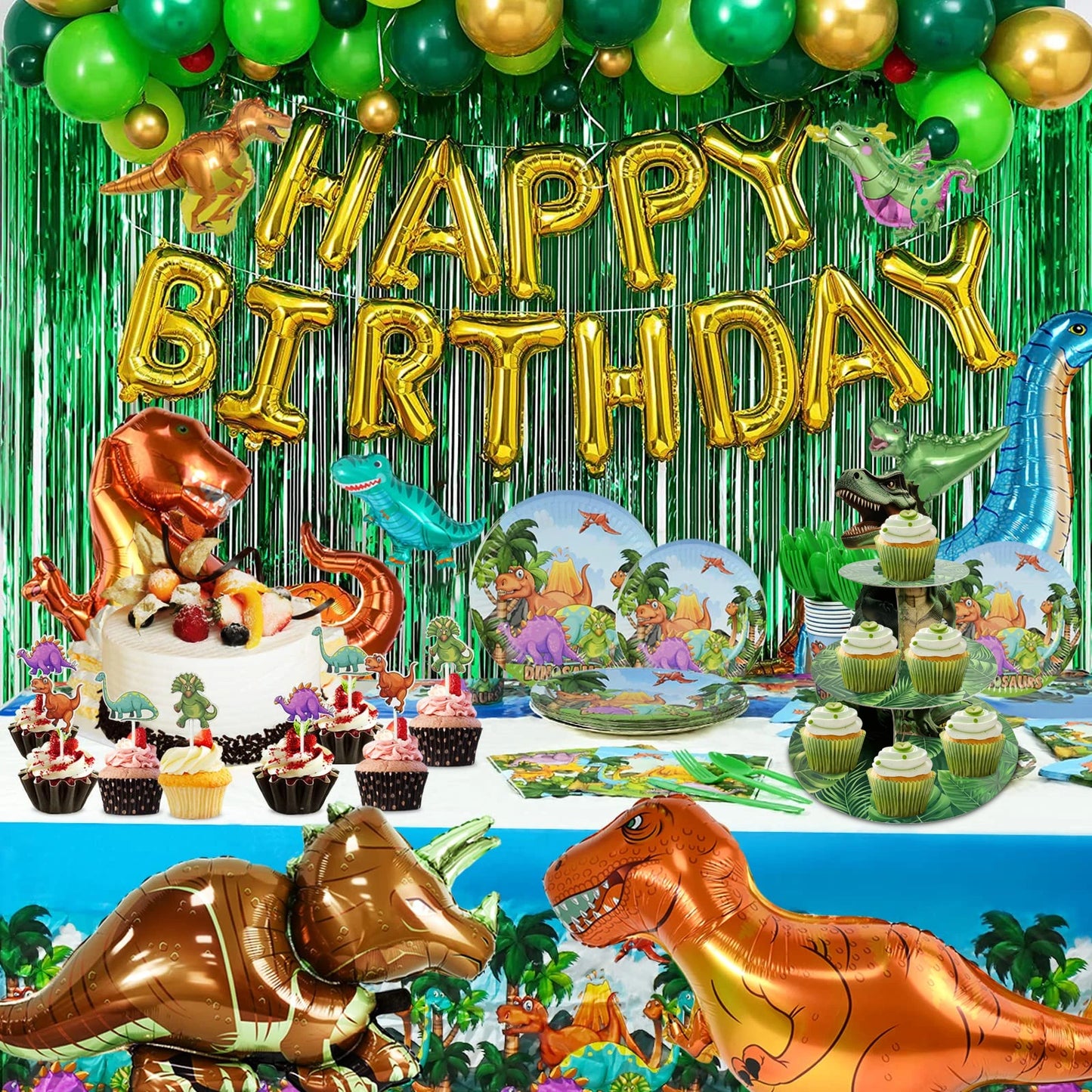 3 Tier Dinosaur Cupcake Stand Party Decorations Dinosaur Theme Cupcake Holder Decorations Dino Dessert Tower for Kids Dino Jungl