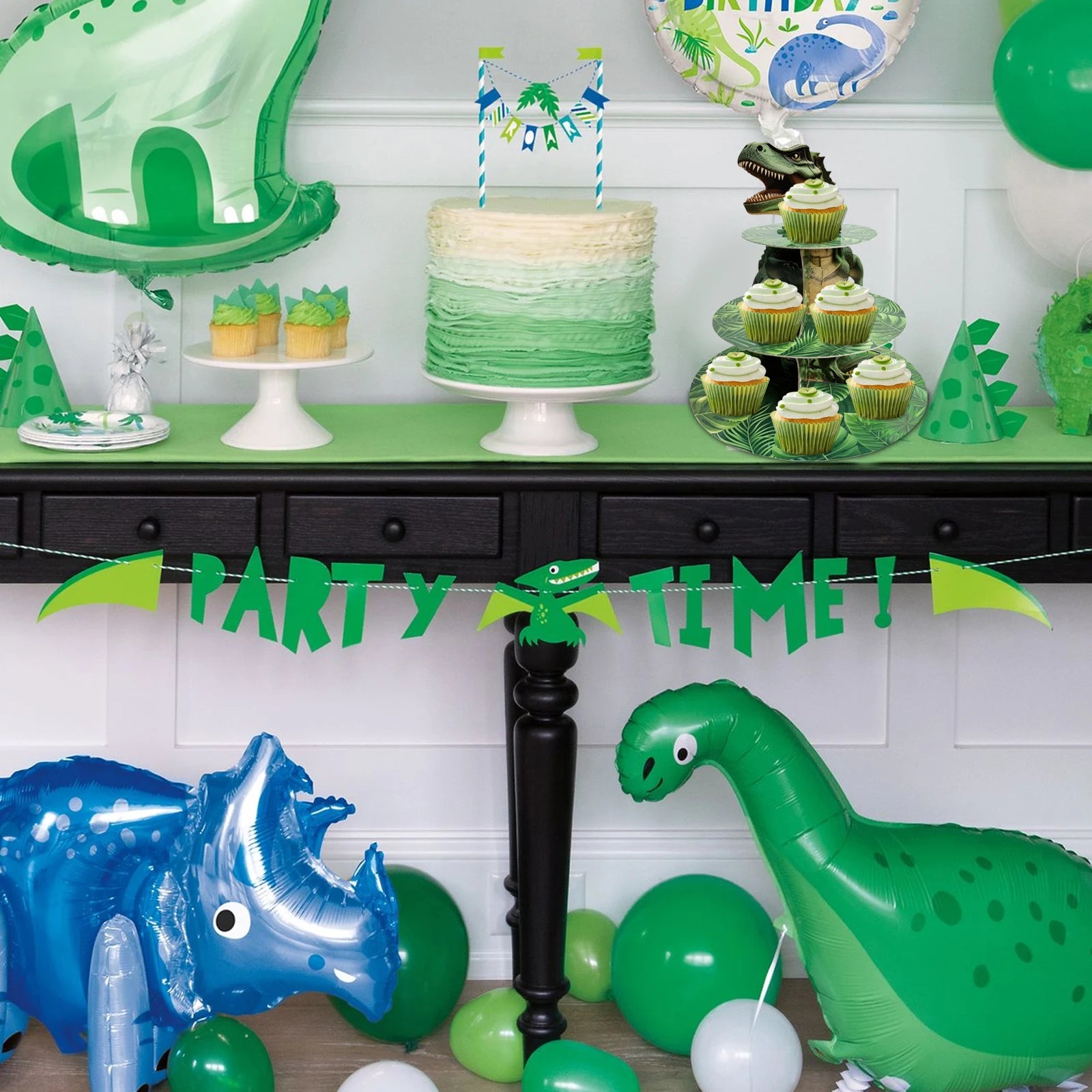 3 Tier Dinosaur Cupcake Stand Party Decorations Dinosaur Theme Cupcake Holder Decorations Dino Dessert Tower for Kids Dino Jungl