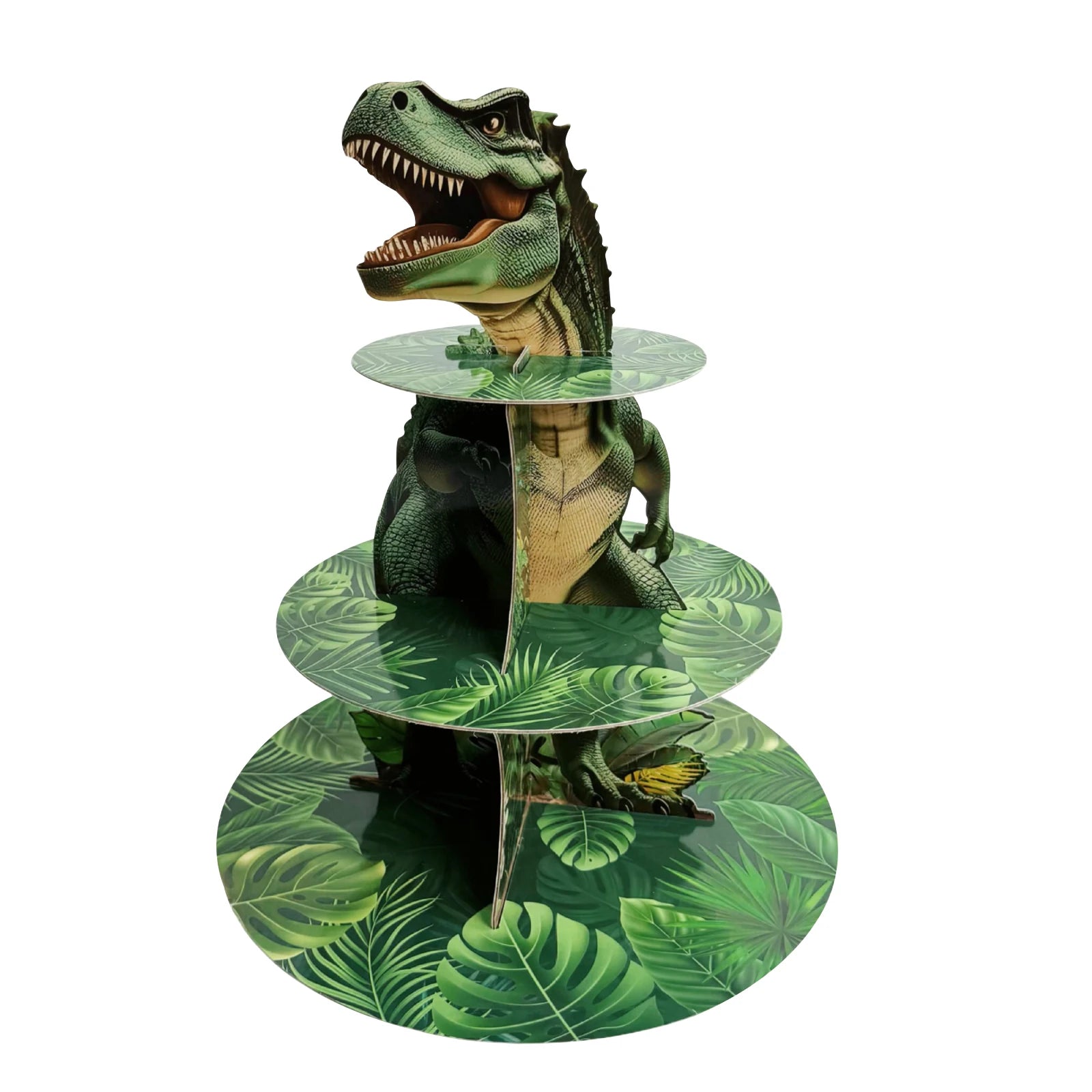 3 Tier Dinosaur Cupcake Stand Party Decorations Dinosaur Theme Cupcake Holder Decorations Dino Dessert Tower for Kids Dino Jungl